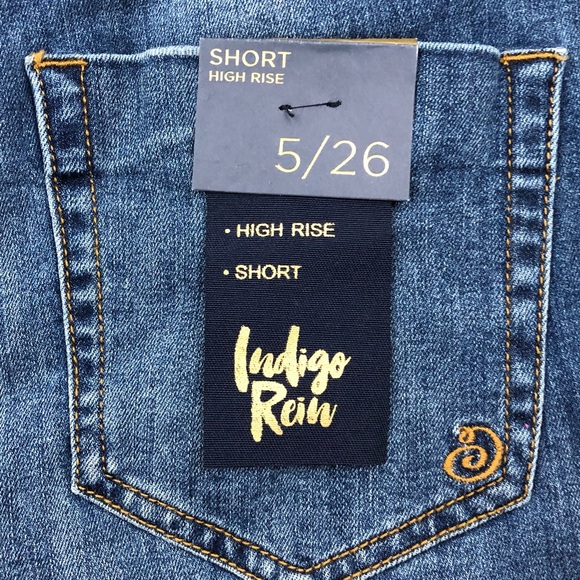 Indigo Rein High Rise Recycled Denim Bermuda Shorts Juniors Size 5 Waist 26” NEW - Picture 7 of 10